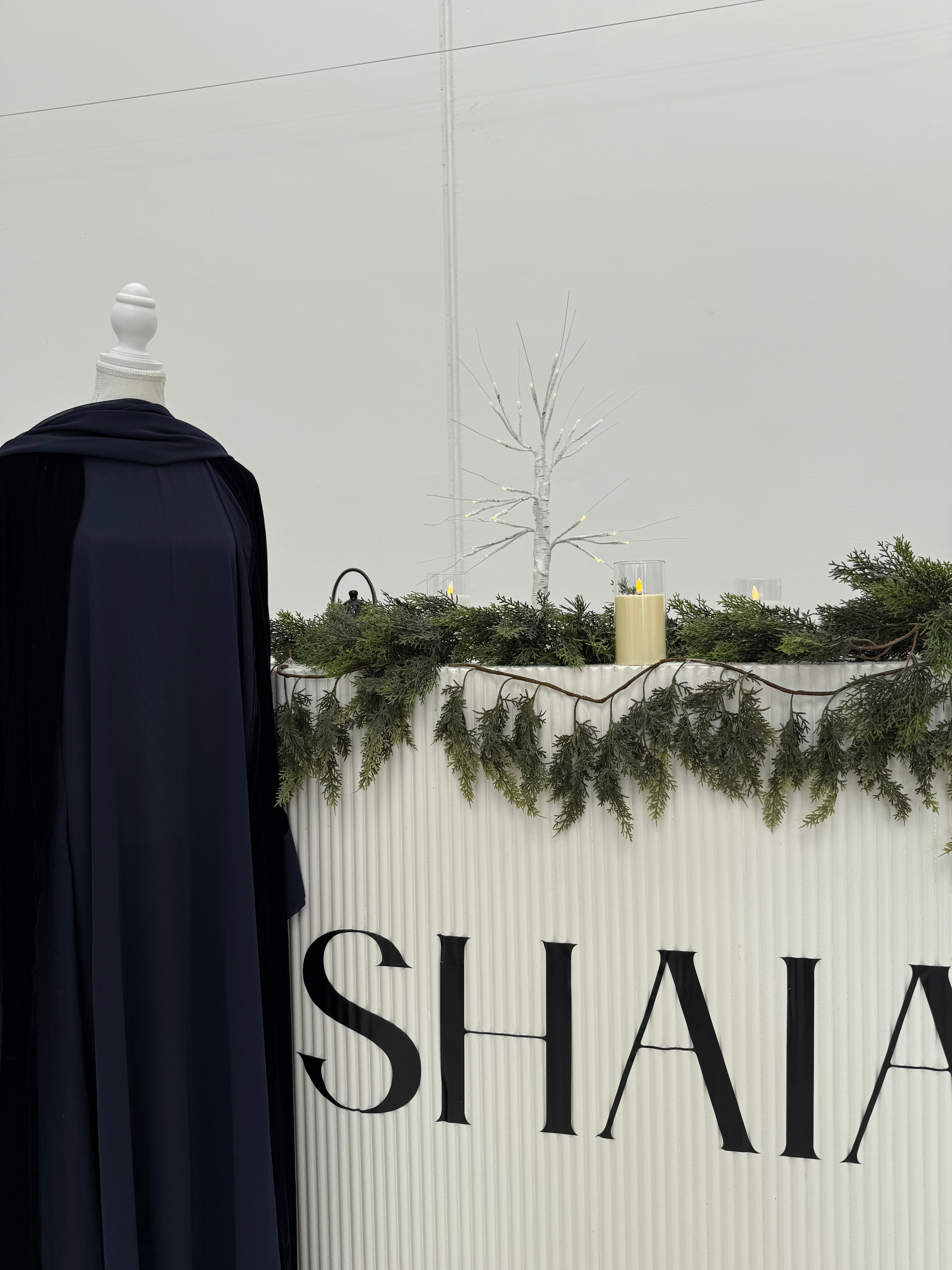 Velvet Cloak Abaya in 'Navy Blue' - 3 Piece Set