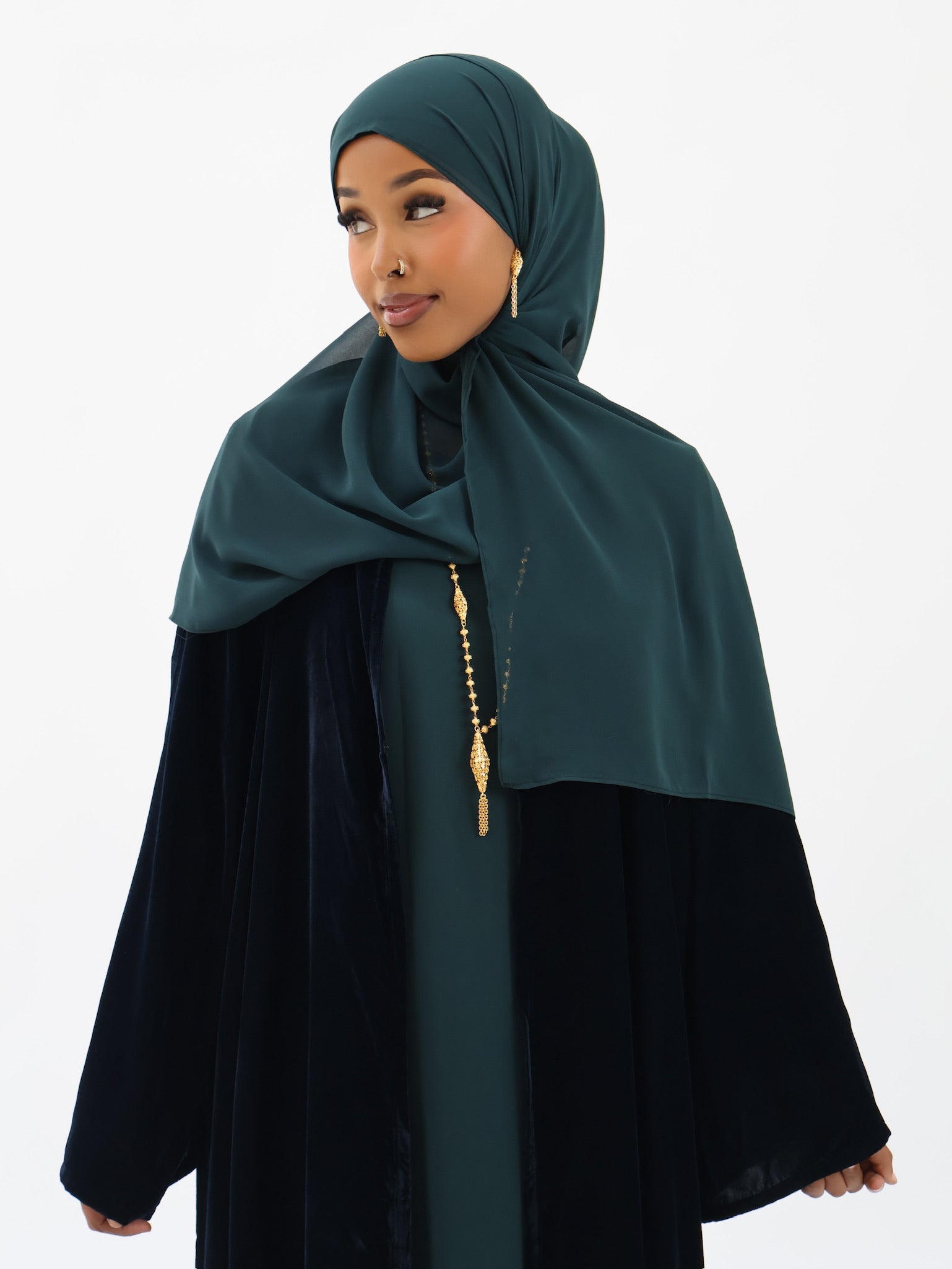 Velvet Chavelle in ‘Teal’ - 3 Piece Abaya Set