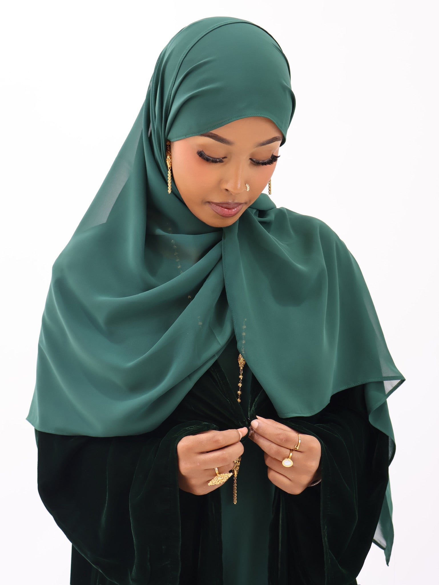 Velvet Chavelle in ‘Green’ - 3 Piece Abaya Set